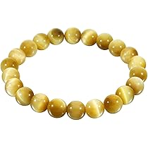 【ほぅ】ゴールドタイガーアイのゴムブレスレット 高品質]ゴールデンタイガーアイブレスレット/金虎目石（約16mm玉